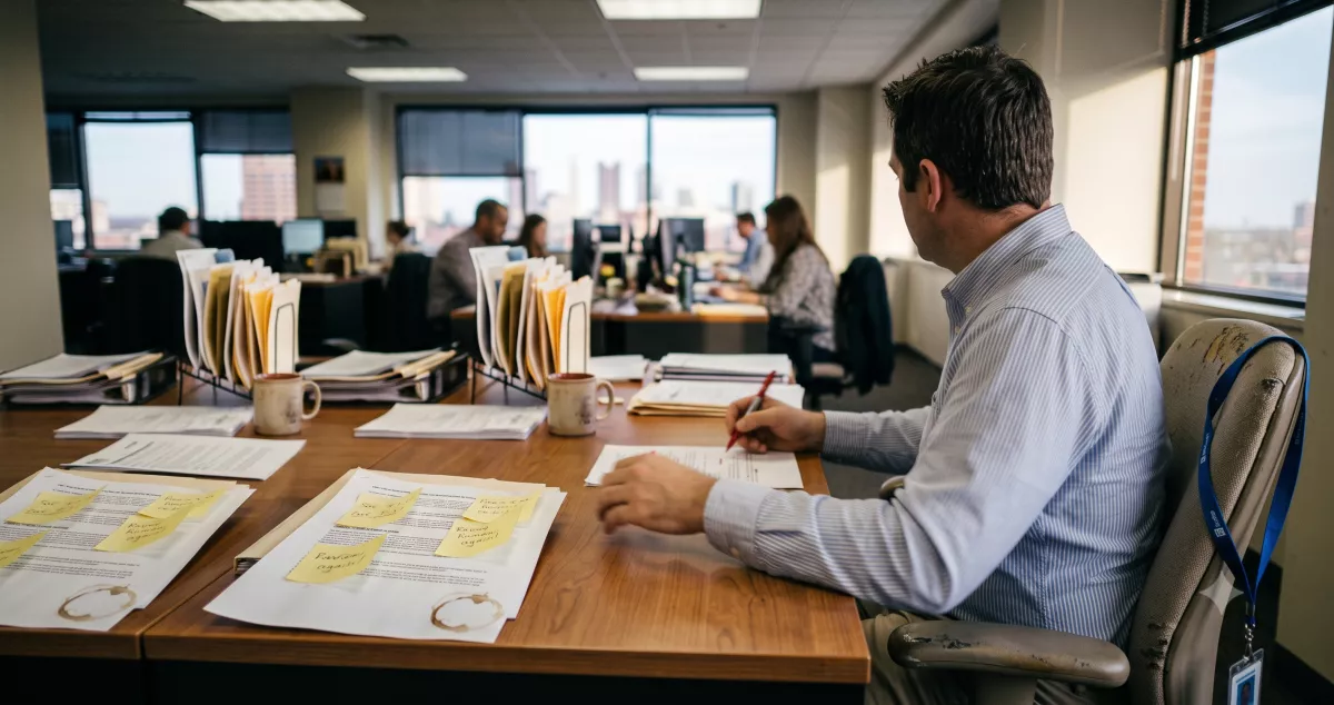 Compliance reviewer marking up printed quote form mockups to improve TCPA disclosure language on an insurance lead page